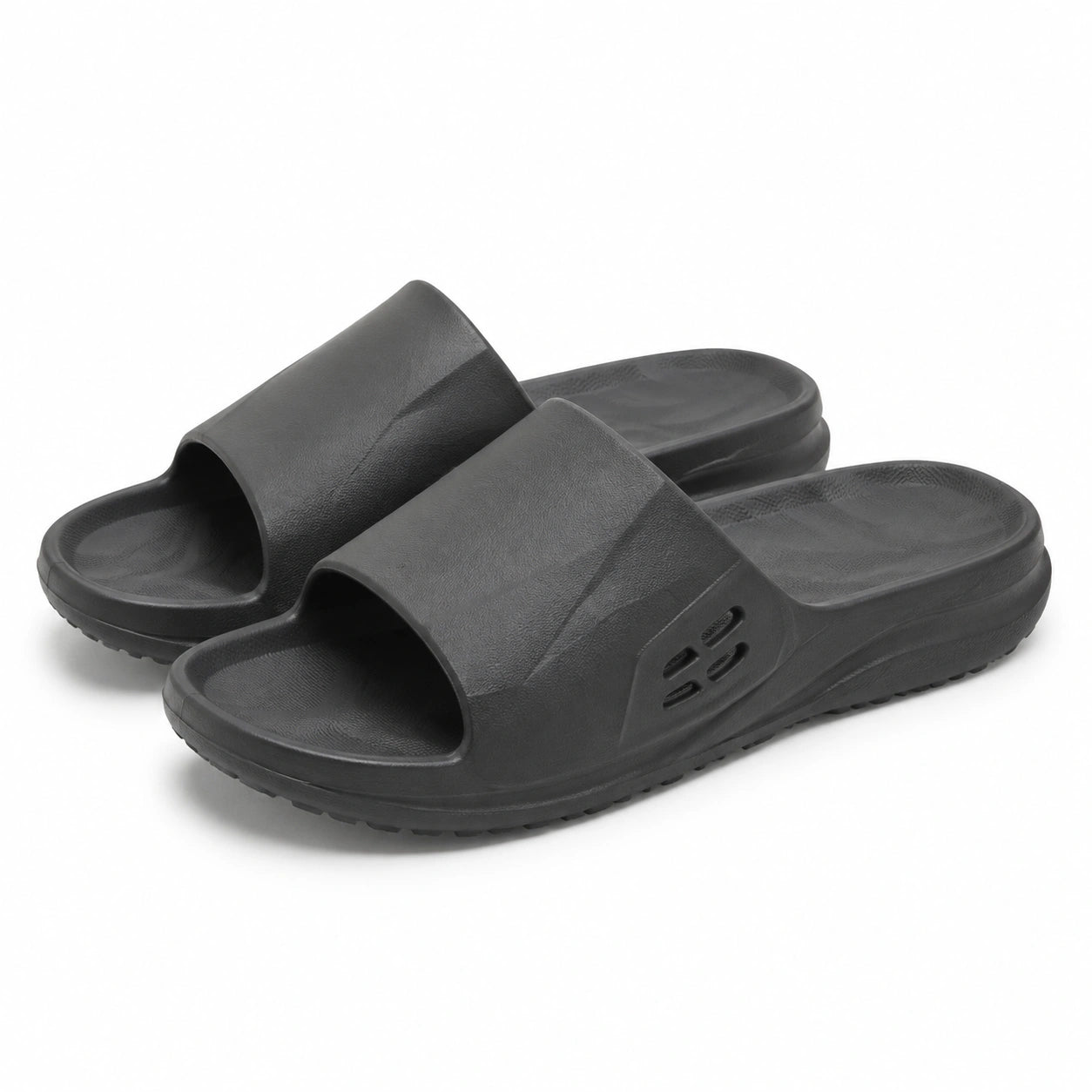 Badeschlappen Größe 38/39 Schwarz aus Kunststoff mit rutschfester Laufsohle
