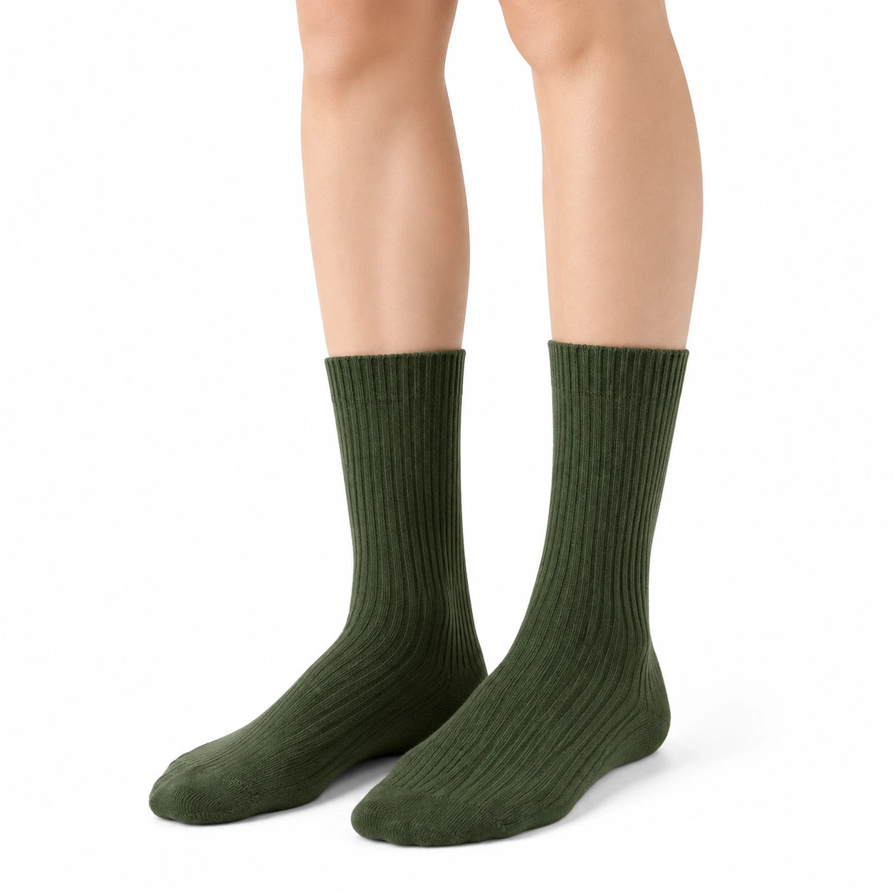 Rippstrick Socken 35-38 Olivgrün aus Textil für Alltag