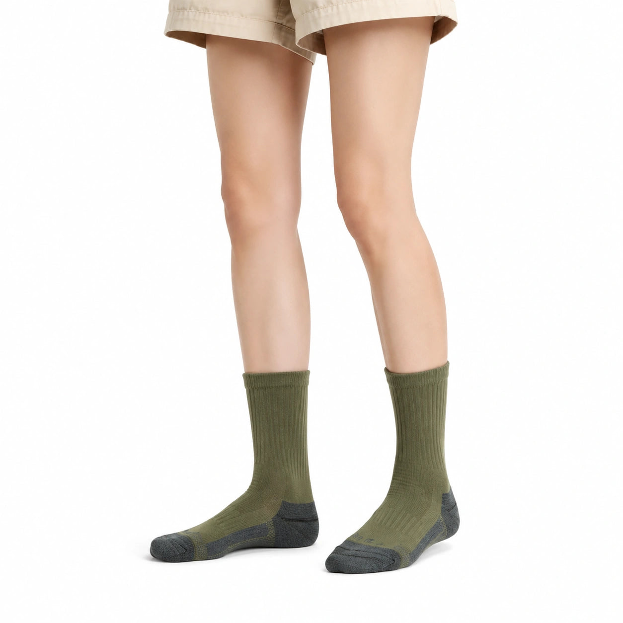 Socken 35-38 Textilfasermischung Olivgrau für Alltag gerippt