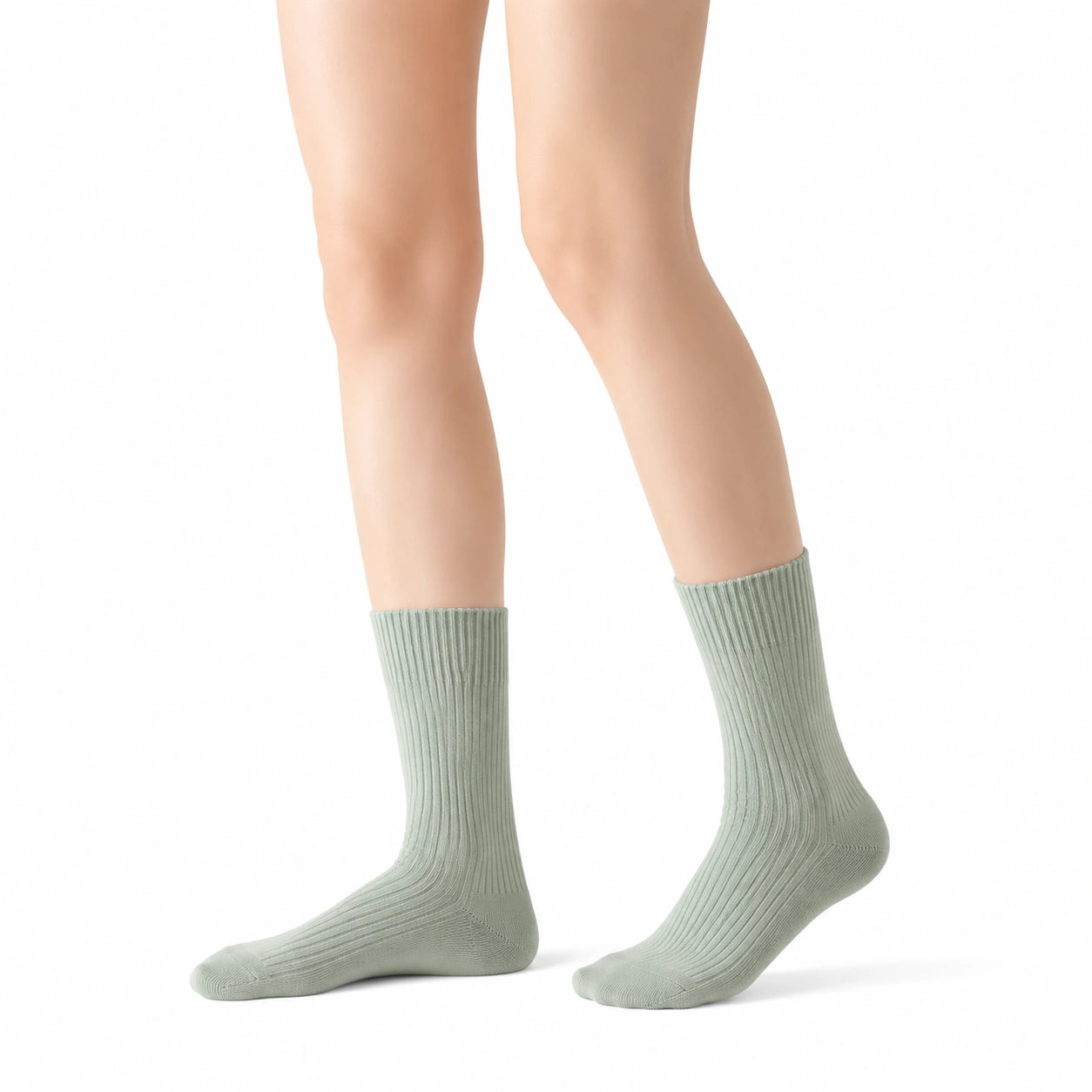 Socken Größe 39-42 Hellgrün gerippt für Alltag