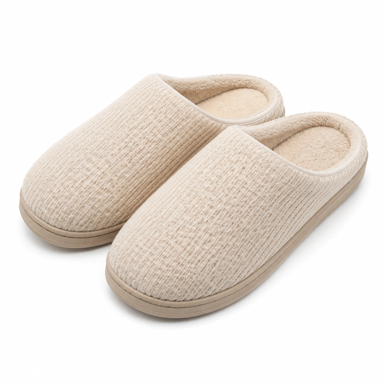 Hausschuhe Größe 42/43 aus Textil in Beige - gefüttert für Innenräume