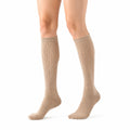 Kniestrümpfe 39-42 aus Textilstrick in Beige mit Rippstruktur