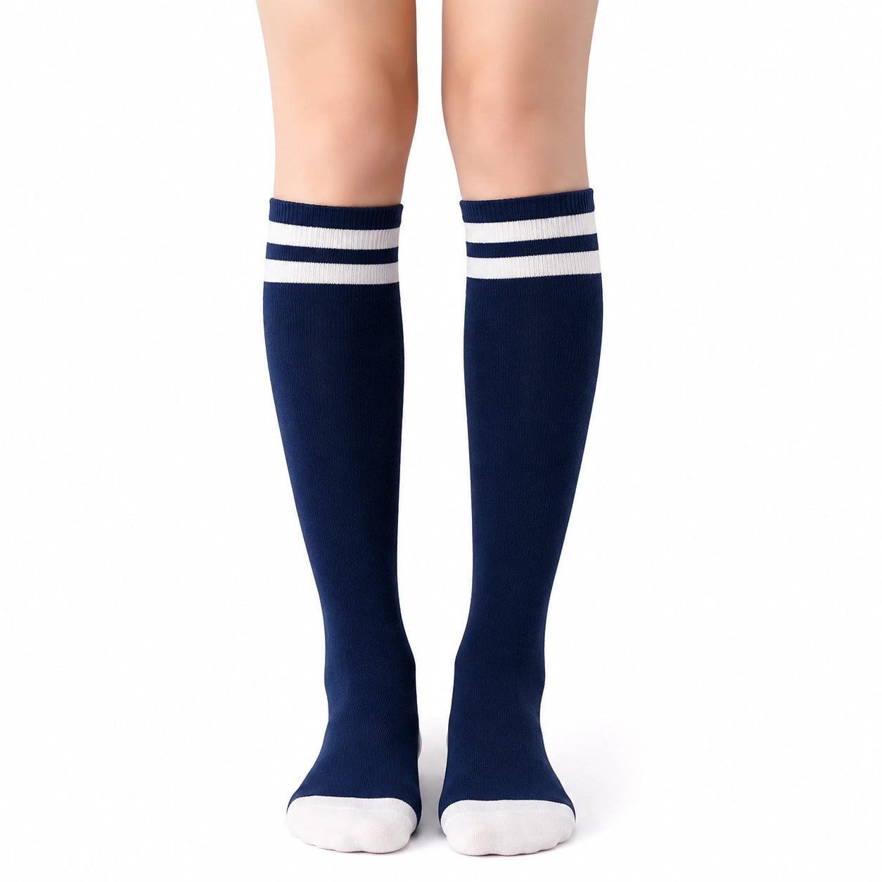 Kniestrümpfe 39-42 Textil Blau Weiß gestreift sportlich