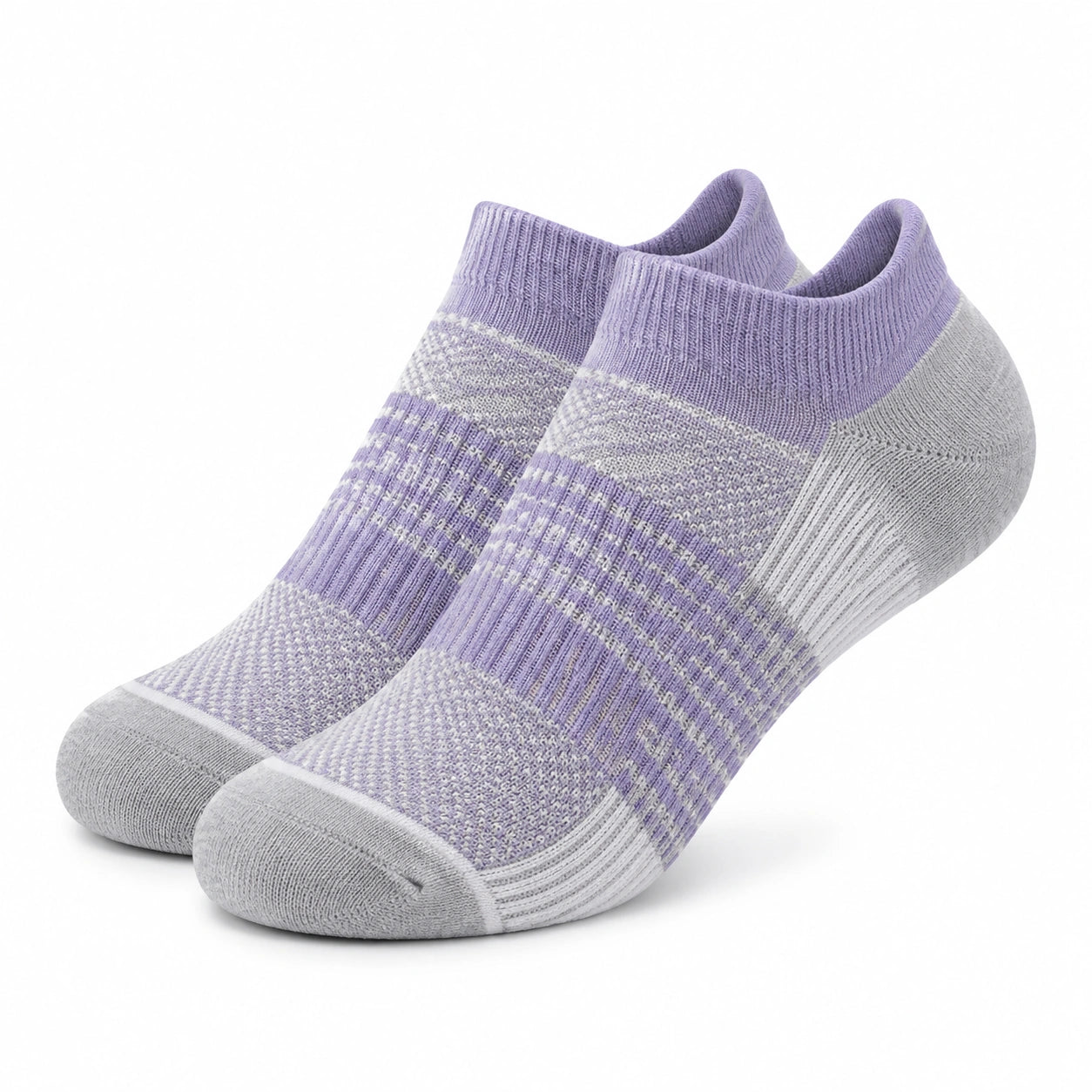Sneakersocken 35-38 aus Textilstrick in Lila Grau - kurze Freizeitsocken