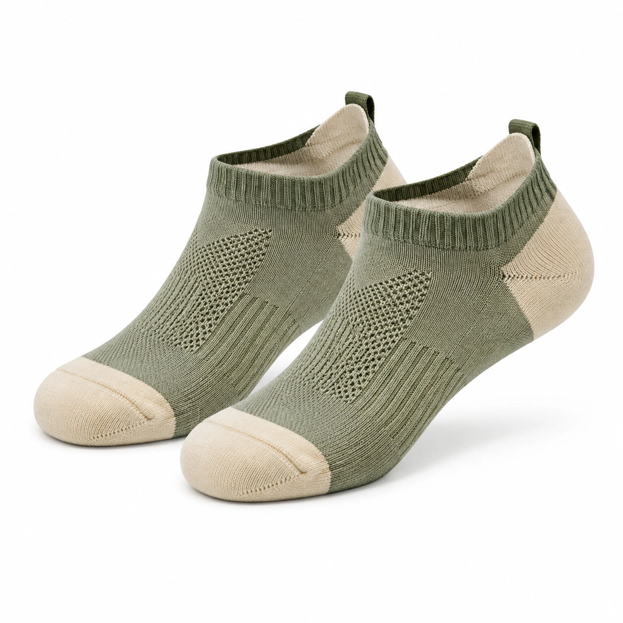 Sneakersocken 39-42 aus Textilstrick in Olivgrün Beige - atmungsaktiv