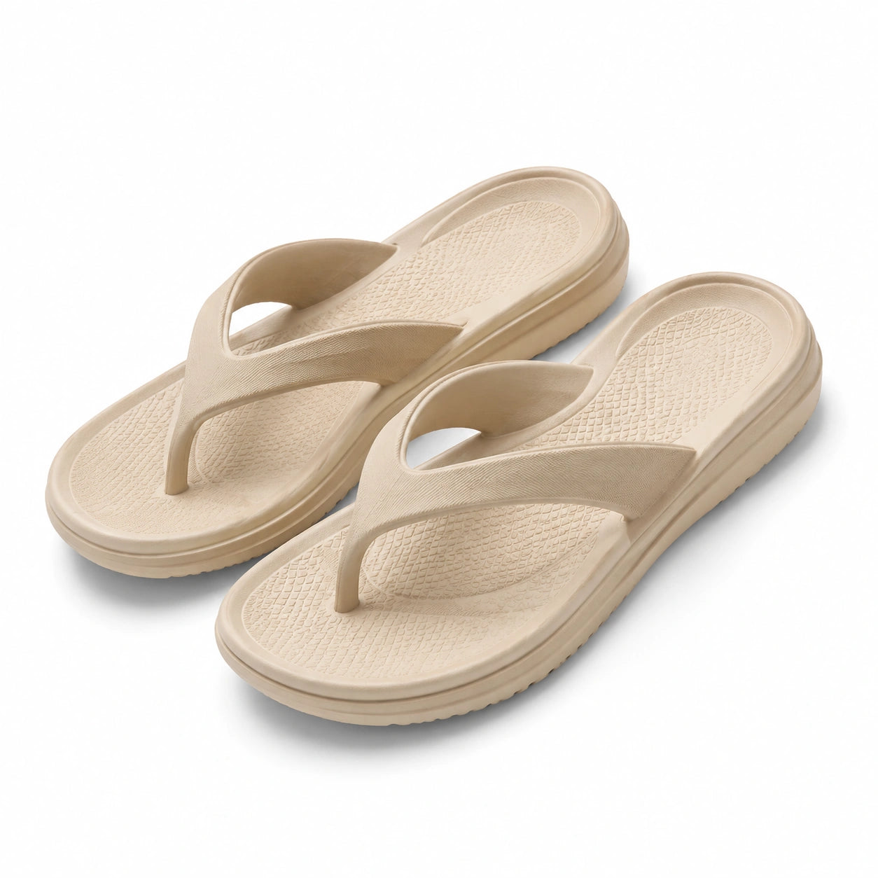 Zehentrenner 42/43 aus Kunststoff Beige mit profilierter Sohle für Freizeit