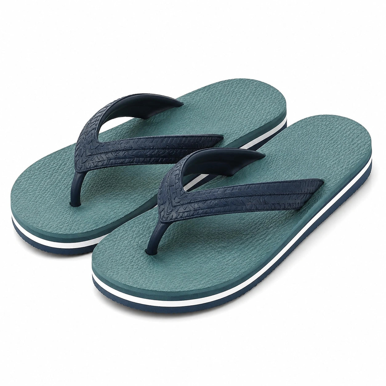 Zehentrenner 38/39 aus Kunststoff in Grün Navy mit strukturierter Sohle