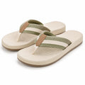 Zehentrenner Größe 40/41 mit Textilriemen in Oliv Creme und Beige für Freizeit